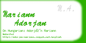 mariann adorjan business card